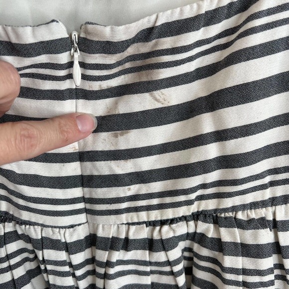 Slate and Willow Womens Dress 0 Striped‎ Open Bow Back Cap Sleeve Black White - Picture 8 of 15